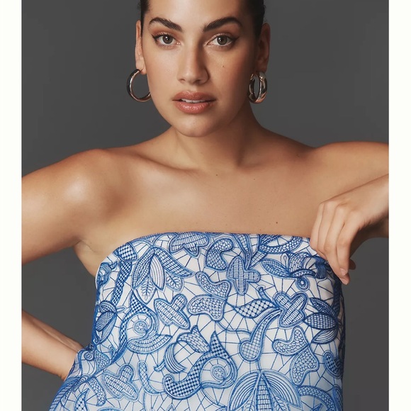 NWT Anthropologie Strapless Embroidered Gown - Picture 4 of 11